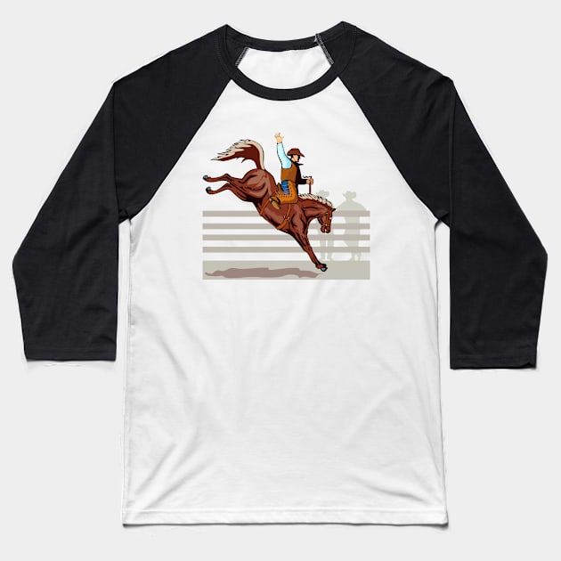 Rodeo  Saddle Bronc Competition Retro Baseball T-Shirt by retrovectors